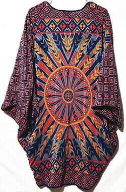 Tolani Women's 100% Silk One Size Long Length Multicolor Mandala Print Kimono